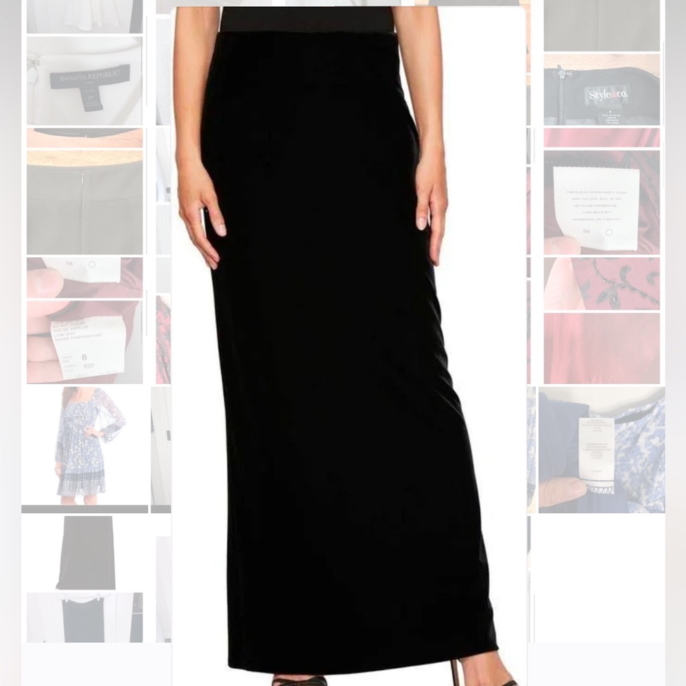 Alex Evenings Black Velvet Maxi Skirt